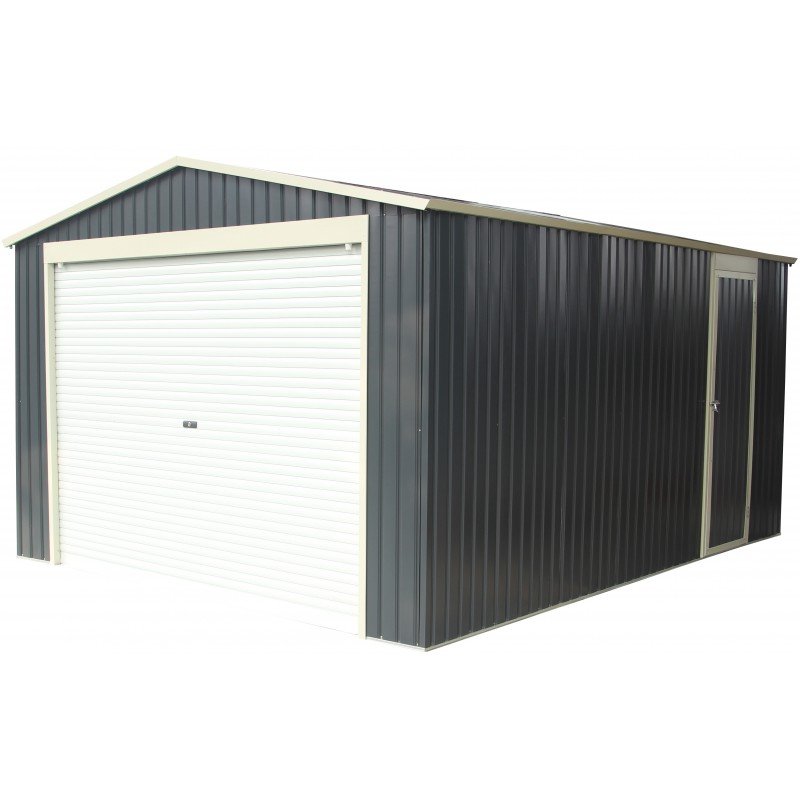 Garage métal anthracite 15,50 m² + kit d'ancrage Garage métallique